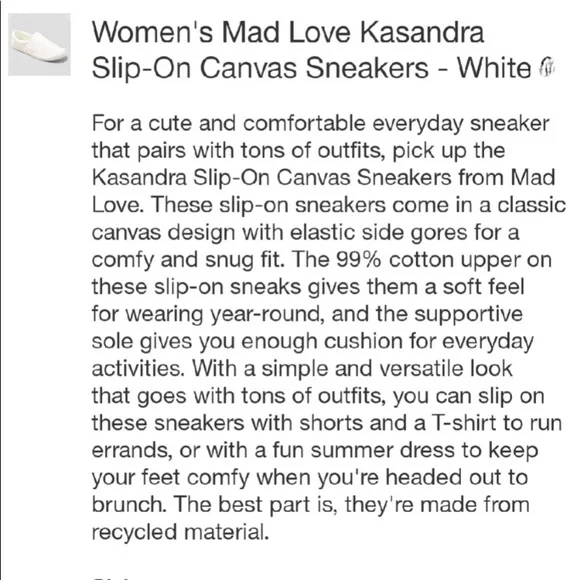 Mad love white slip on sneakers new - Picture 5 of 5